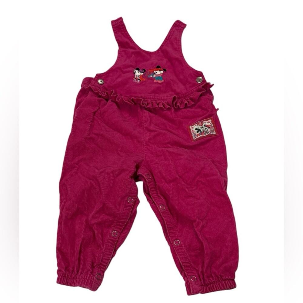 Mickey & Co Disney Girls 18M Overalls Pink Vintage Embroidered Corduroy Roses